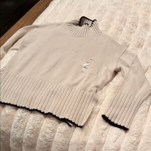 GAP Cream and Black Turtleneck Sweater